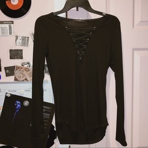 Lace-Up Long Sleeve Top
